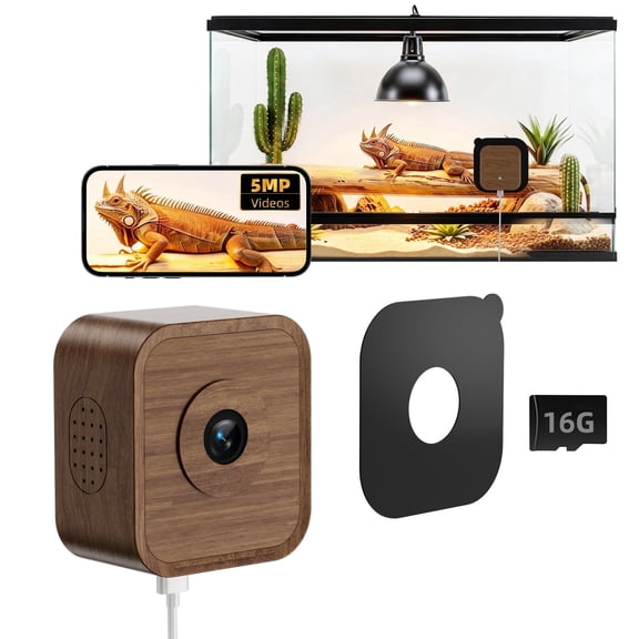 5MP Aquarium & Terrarium Camera, WiFi Pet Camera with Daily Time-Lapse Video, 120 Wide-Angle Anti-Glare Lens, Color Night Vision, Easy Magnetic Install for Fish, Reptiles, Insect