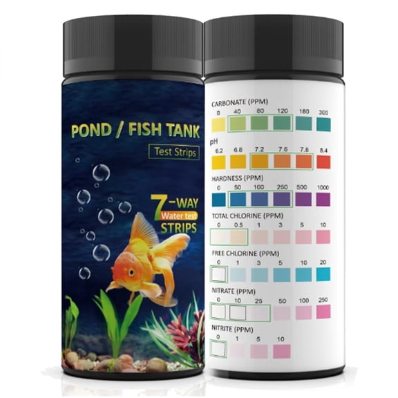 Aquarium Test Strips 7IN1 - 50 Strips Kit | pH, Carbonate, Hardness, Total Free Chlorine, Nitrate, Nitrite Fresh Saltwater