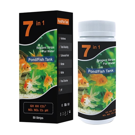 Aquarium Test Strips For Fish: 7 In 1 Fish Tank Water Testing Kit For Aquarium Pond - Accurate Testing Nitrate Nitrite Hardness Free PH Carbonate Total Alkalini