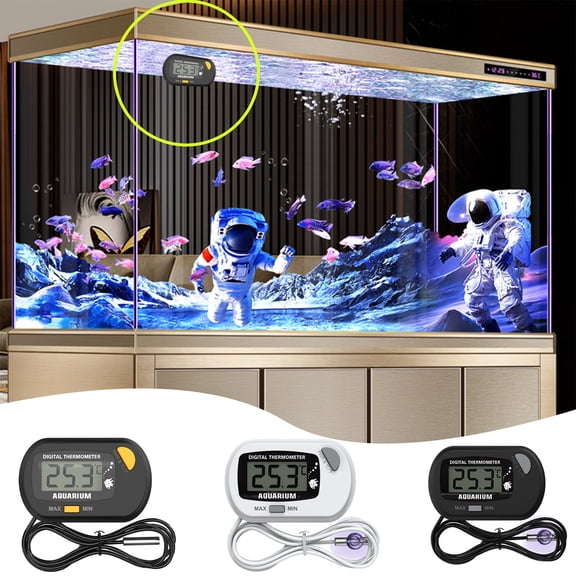 Aquarium Thermometer with Probe and Suction Cups for Fish Tank and Tank