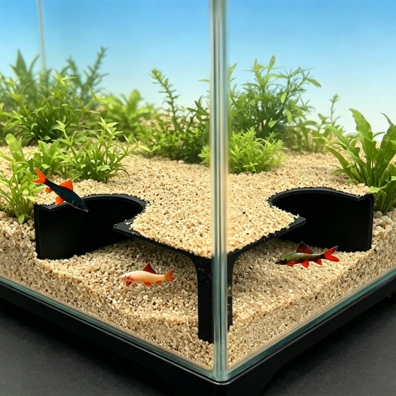 Aquarium Tunnel Cave Decor with Two Hole Fish Viewing and Shrimp Hiding Spot for Aquascaping and Fish Tank Landscaping