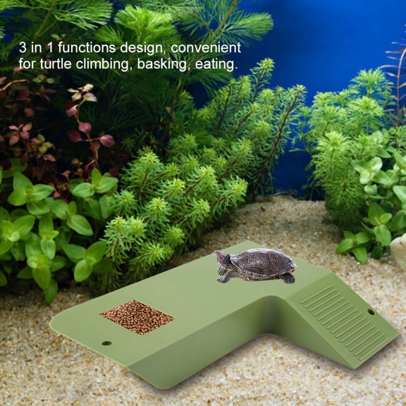Aquarium Turtle Floating Island Basking Platform Ramp Habitat Decoration Frog Aquatic Pet Resting Dock 11.8 in / 30 cm Green