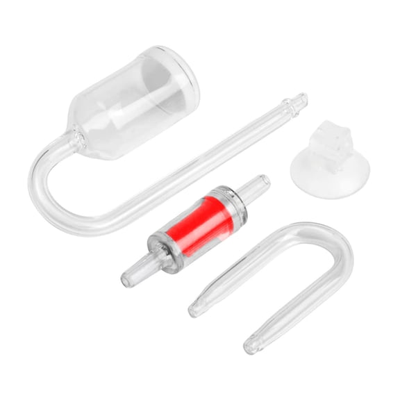 Aquarium U Shape Glass Diffuser with Check Valve High Transparent Suction Cup for Fish Tank Bubbling Oxygen Supply