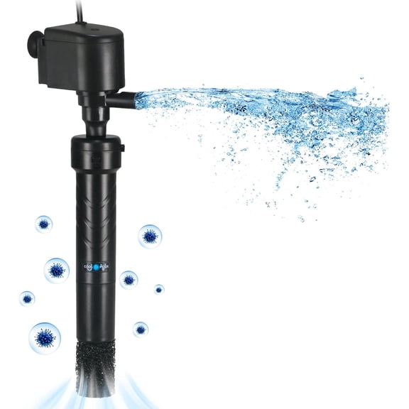 Aquarium U-V Filter Green Clean Machine for 40-100 Gallon Fish Tank Crystal Clear 300GPH Submersible Water Pump Air Supply Wave Maker Green Killing