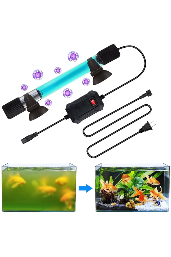 Aquarium U-VC Clean Light 13W Mini Algae Removal Light,Aquarium Water Clean Green Clear Waterproof Clean Light for Fish Tank,Pond,Swimming Pool