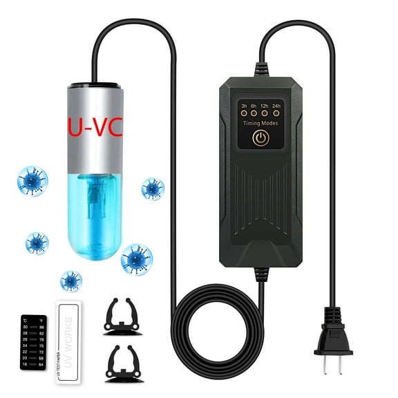 Aquarium U-VC Clean Light Clarifier – 3 Watts Submersible Algae Clean Light with 4-Timer Modes, for Freshwater/Saltwater Fish Tanks & Ponds