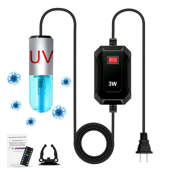 Aquarium U-VC Light Clarifier – 3 Watts Submersible Algae Control Light with , for Freshwater/Saltwater Fish Tanks & Ponds