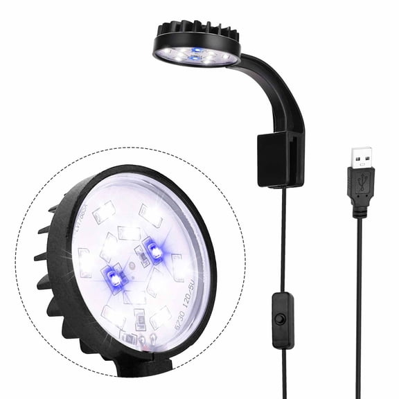 Aquarium USB Fish Clip Lamp, Full Spectrum LED Landscape Light for Fish Tank, Fits Glass Thickness <0.6cm, Energy-Saving High Brightness