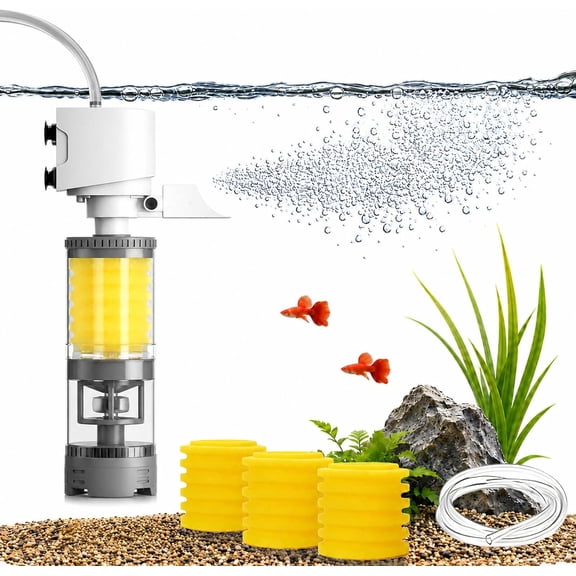 Aquarium Ultra Silent Motorized Filter, Silent Small Fish Tank Filter with 15 kPa Suction Power, 4 Stage Filtration System, for Freshwater Saltwater(Double layer-26cm)Q