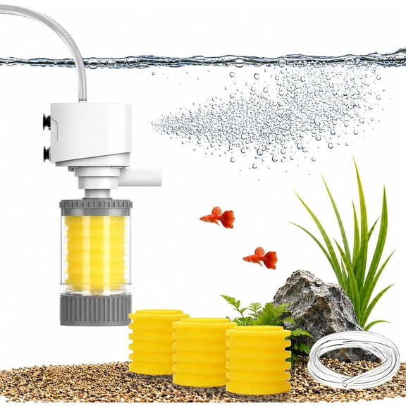 Aquarium Ultra Silent Motorized Filter, Silent Small Fish Tank Filter with 15 kPa Suction Power, 4 Stage Filtration System, for Freshwater Saltwater(Single layer-15cm)Q