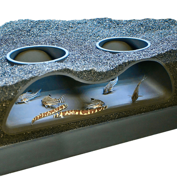 Aquarium Underground Tunnel Cave Natural Curve Two Hole | Viewing Fish & Shrimp Under Gravel Tunnel | Fish Tank Decor Decoration Hideout Perfect for Corydora Catfish, Kuhli Loach, Pleco
