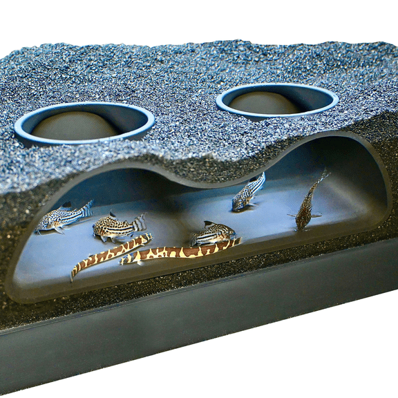 Aquarium Underground Tunnel Cave Natural Curve Two Hole | Viewing Fish & Shrimp Under Gravel Tunnel | Fish Tank Decor Decoration Hideout Perfect for Corydora Catfish, Kuhli Loach, Pleco