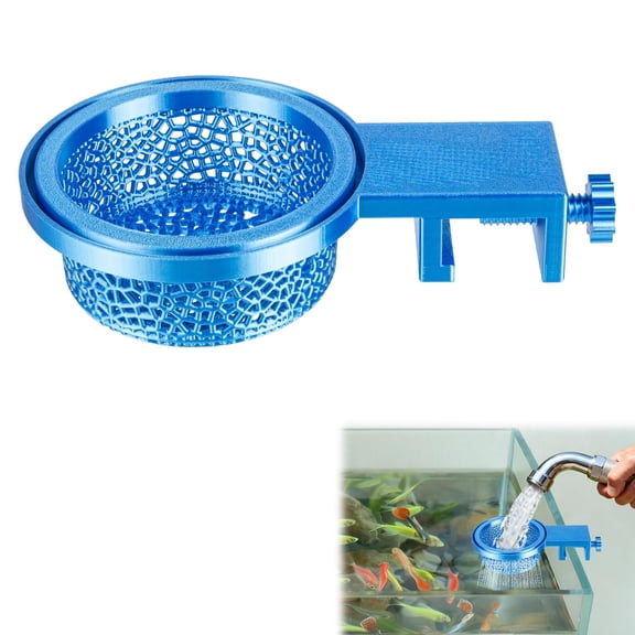 Aquarium Water Change Diffuser, Spill-Free Tool for Rimless & Rimmed Fish Tanks, Gentle Water Flow Attachment Helps Protect Gravel and Aquarium Plants, Blue
