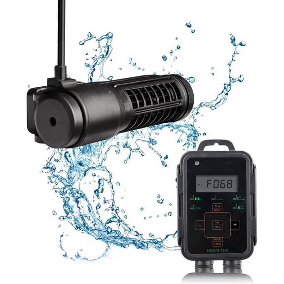 Aquarium Wave Maker 1321 GPH 12W, Adjustable Pump with Display Controller, DC 24V Aquarium Powerhead for Freshwater and Marine Reef Aquariums Up to 60 Gallon