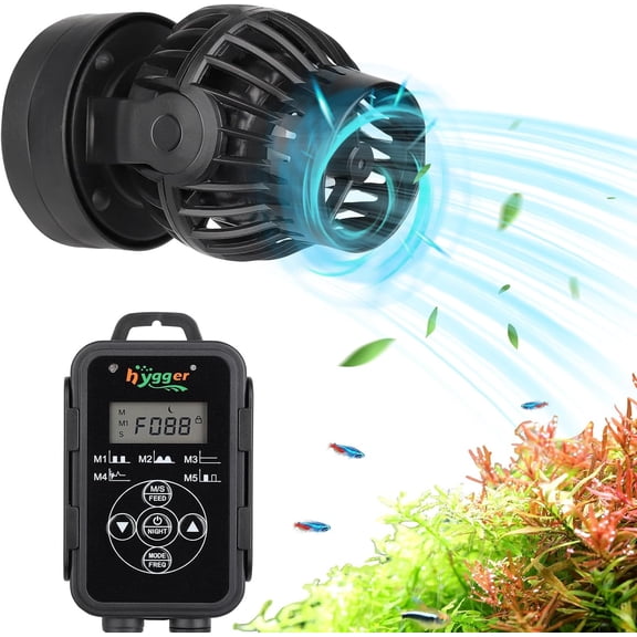 Aquarium Wave Maker with Intelligent Controller, 5 Wave Modes Adjustable Water Flow, Magnetic DC 12V Quiet Aquarium Powerhead for Freshwater Saltwater Coral Reef Tank, 1500GPH