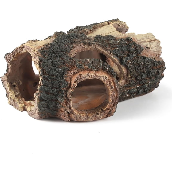 Aquarium Wood Fish Tank DecorationsResin Fake Logs Terrarium DCor, Reptile Hide Aquarium Hideout for Fish Cave, Small Turtles, to 20 Gallon Tank