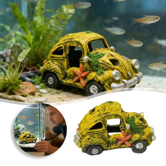 Aquarium Wreck Car Decoration Simulation Wreck Car Model Resin Wrecks Cars For Fish Tank Aquarium Micro Landscape Decoration Home Decor