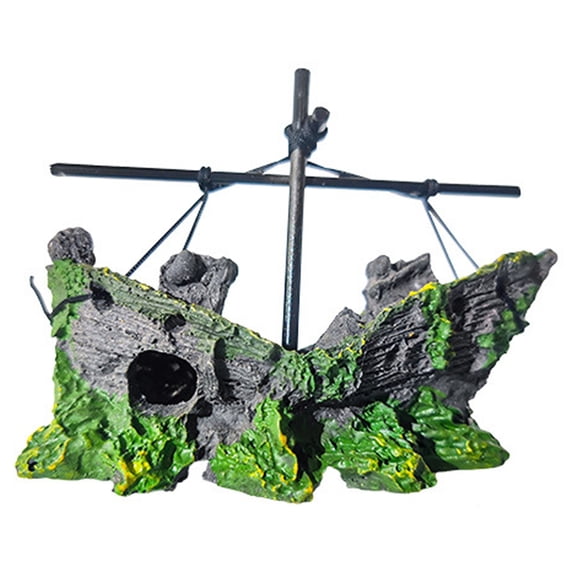 Aquariums Resin Shipwreck Fish Shelter Cave Decorative Wrecked Ship Figurine Home Use Fishtanks Landscaping Accessories