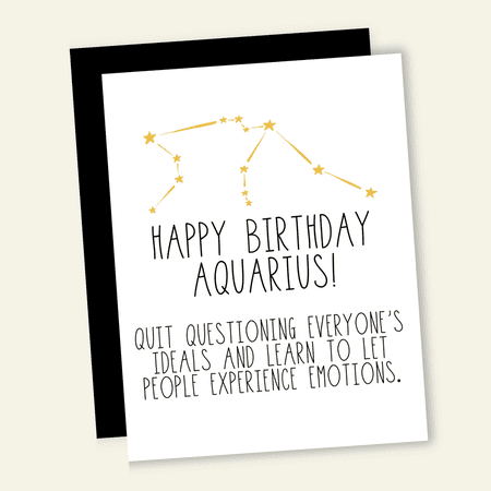 Aquarius Birthday Card - Unique Zodiac Design with Constellation - Blank Inside, Envelope Included - Perfect for Friends Celebrating Their Birthday