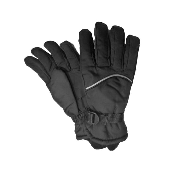 Aquarius Boys Black Snow & Ski Gloves Thinsulate Insulated Wrist Strap L (13-18)