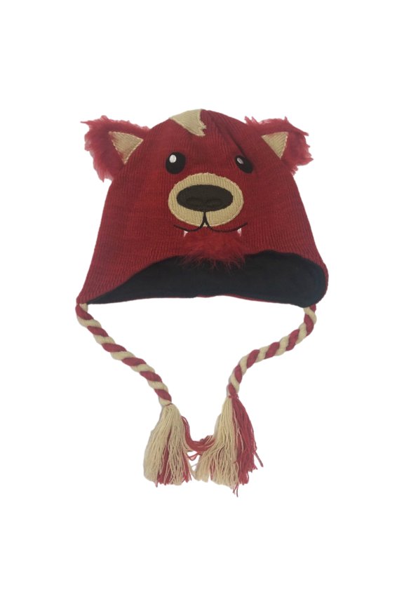 Boys Red Fox Critter Style Peruvian Hat