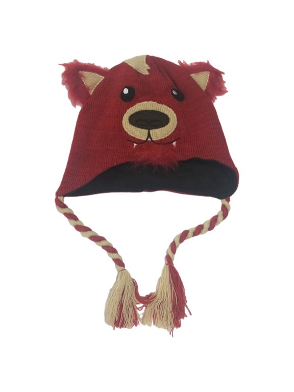 Boys Red Fox Critter Style Peruvian Hat