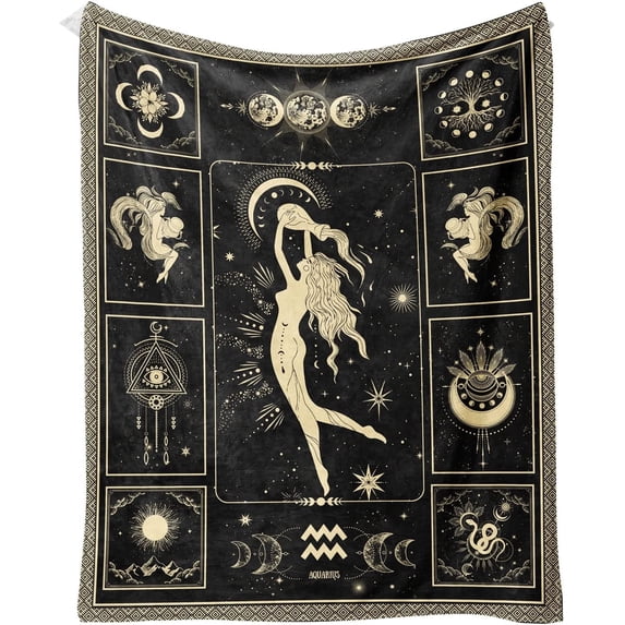 Aquarius Constellation Blanket Astrology Sign Throw Blanket, Lightweight Microfiber Blanket Birthday Graduation to Mom Gifts for Women Men 60"X80"