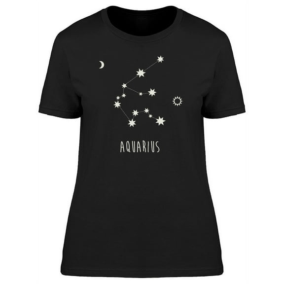 Aquarius Constellation Doodle T-Shirt Women -Image by Shutterstock, Female XX-Large
