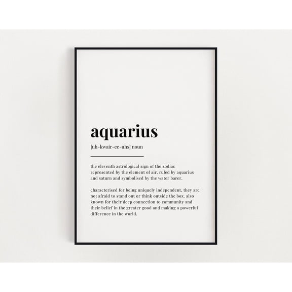 Aquarius Definition Print, Wall Art Print, Aquarius Print, Aquarius, Zodiac Star, Astrology Print, Her Home Decor #3664, Unframed Poster Size 8x12