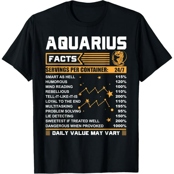 Aquarius Facts Zodiac T-Shirt Funny Aquarius Birthday Gifts T-Shirt