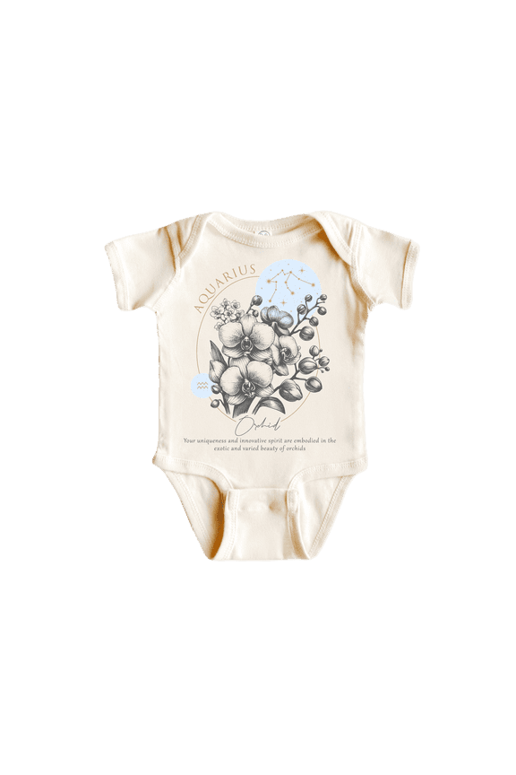 Aquarius Floral Celestial Newborn Baby Bodysuit