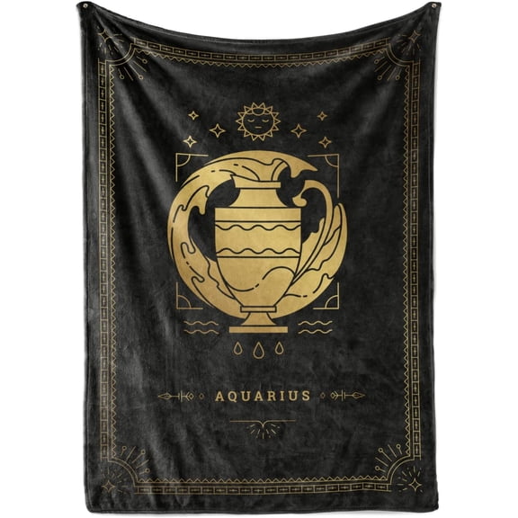 Aquarius Gifts Zodiac Astrology Sign Bed Flannel Blanket Throws, Birthday for Women Men, Constellation Gifts for Friends, Girlfriend, Wife (50"x 65")