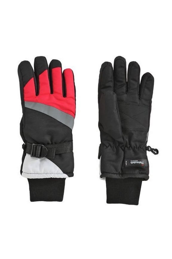 Girls Black & Pink Thinsulate Snow & Ski Gloves Wrist Strap L (11-16)