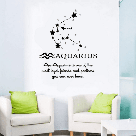 Aquarius Horoscope Aquarius Water Bearer Loyal friends and Partner Aquarius Astronomy Zodiac Bedroom Wall Decal Wall Art Sticker Wall Design Kids Adults Room Bedroom Wall Decoration Size (8x10 inch)