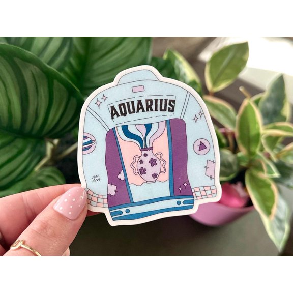 Aquarius Jacket Zodiac Signs Astrology Popular Zodiac Waterbottle Sticker