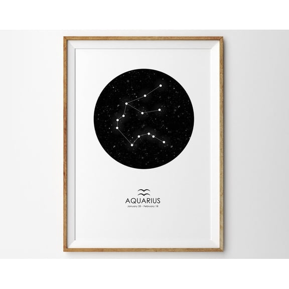 Aquarius Print Aquarius Zodiac Print Constellation Print Star Map Print Zodiac Print Astrology Print Zodiac Art Print Astronomy Print Wall Art, Modern Wall Decor, 8x12 UNFRAMED