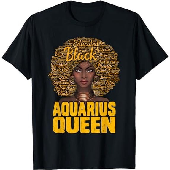 Aquarius Queen Black Woman Natural Hair African American T-Shirt