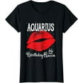 thumbnail image 1 of Aquarius Queen Red Lips Zodiac Birthday Queen Womens T-Shirt, 1 of 4