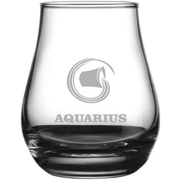 Aquarius Sign Zodiac Symbol or Sign Etched 4.1oz Spey Dram Whisky Glass