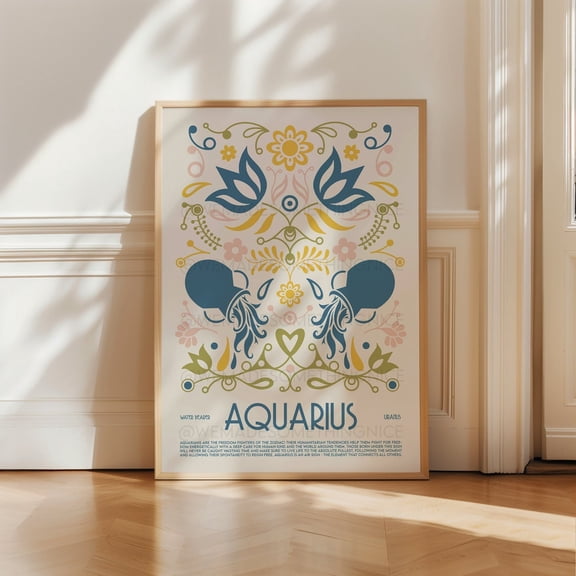 Aquarius Star Sign Astrology Zodiac Celestial Wall Decor Unframed Paper Print