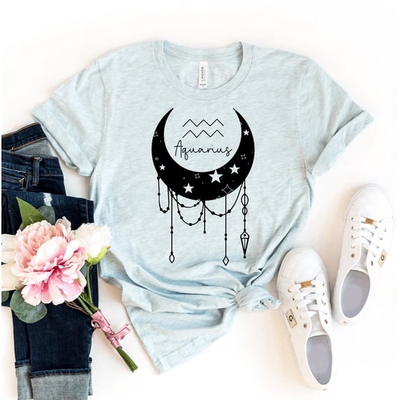 Aquarius Star Sign T-shirt Symbol Tshirt Constellation Gift Birthday Top Astronomical Shirt Zodiac Shirts Women's Horoscope Tee