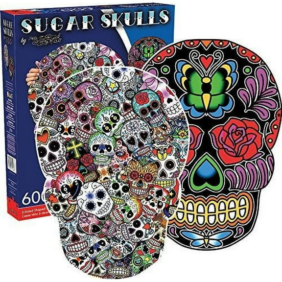 Aquarius - Sugar Skulls - 2 Sided, Shaped Jigsaw Puzzle