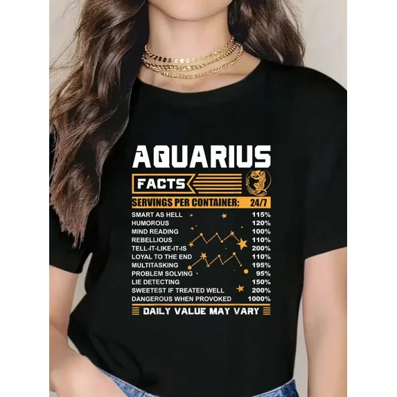 Aquarius Zodiac Facts Graphic Tee - Funny Astrology Birthday Gift for ...