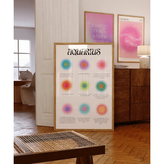 Aquarius Zodiac Gradient Aura Astrology Poster