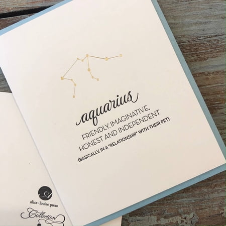 Aquarius Zodiac Greeting Card – Friendly, Imaginative, Honest, and Independent – Perfect for Astrology Lovers – Envelope Included, Blank Inside for Personal Messages