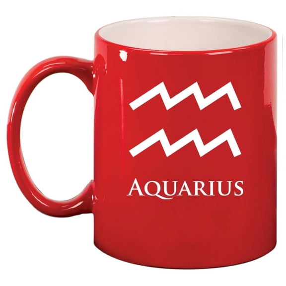 Aquarius Zodiac Horoscope Ceramic Coffee Mug Tea Cup Gift (11oz Red)
