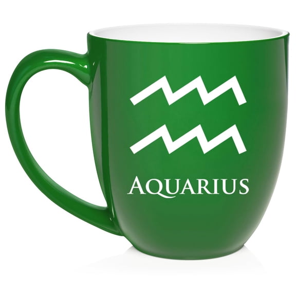 Aquarius Zodiac Horoscope Ceramic Coffee Mug Tea Cup Gift (16oz Green)