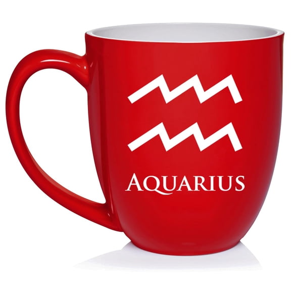 Aquarius Zodiac Horoscope Ceramic Coffee Mug Tea Cup Gift (16oz Red)