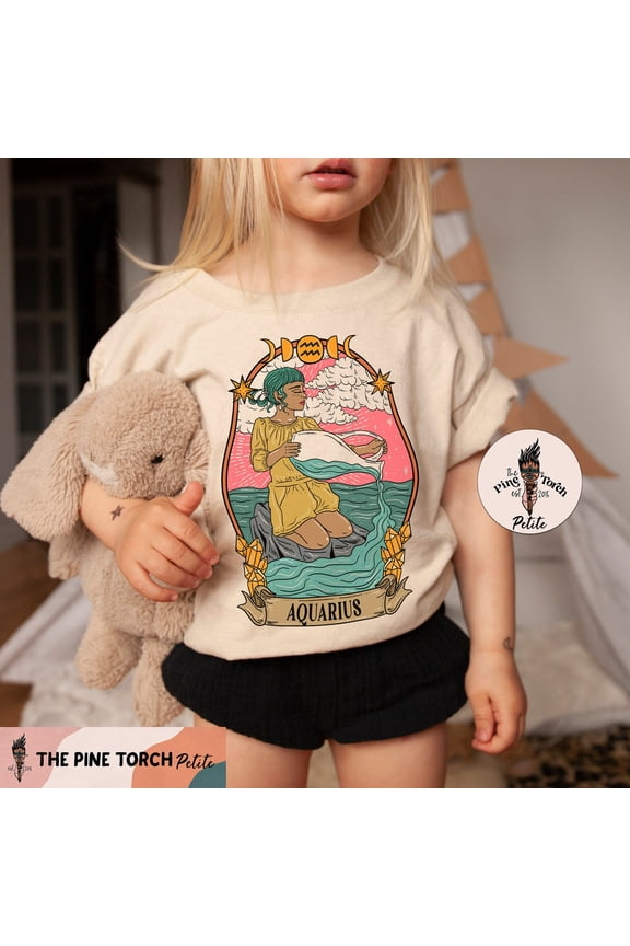 Aquarius Zodiac Kids Tee, Aquarius Baby Tee, Aquarius Zodiac Baby Gift, Aquarius Baby Shower, Zodiac Baby Clothes TODDLER SHORT SLEEVE TEE BELLA CANVAS 3001T