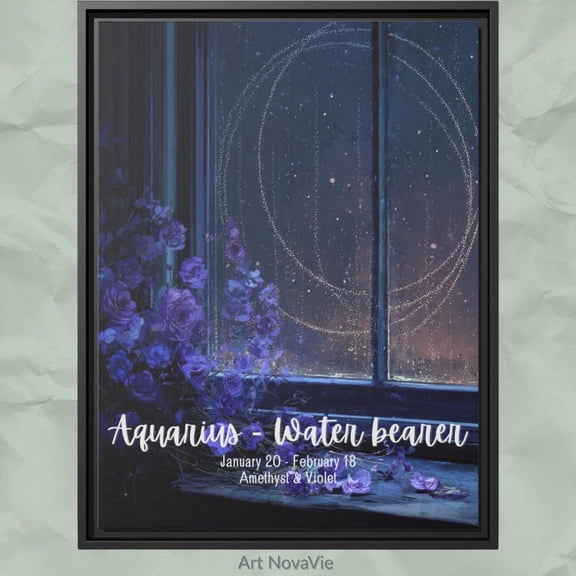 Aquarius Zodiac Poster, Birth Month Signs Wall Art, Unframed Paper Poster 8x10in